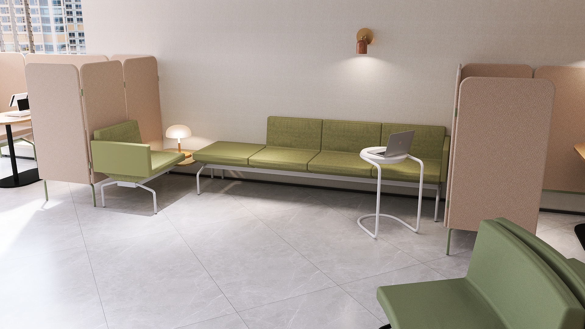 Sofá Space 3 lugares com banco lateral