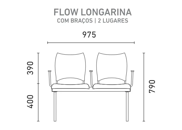 Arquivo Individual Cotado (Com braço - 2 lugares)