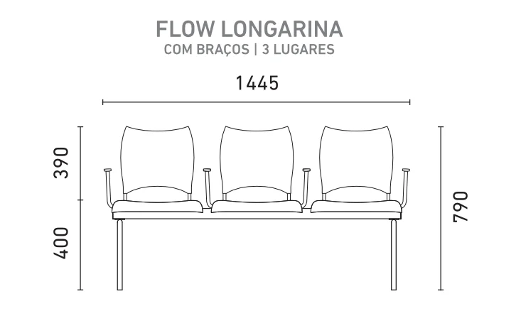 Arquivo Individual Cotado (Com braço - 3 lugares)