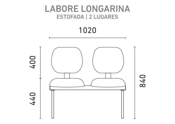 Arquivo Individual Cotado (Sem braço - 2 lugares)