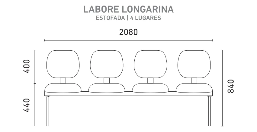 Arquivo Individual Cotado (Sem braço - 4 lugares)