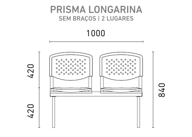 Arquivo Individual Cotado (Sem braço - 2 lugares)