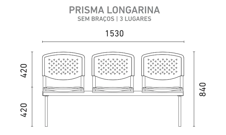 Arquivo Individual Cotado (Sem braço - 3 lugares)