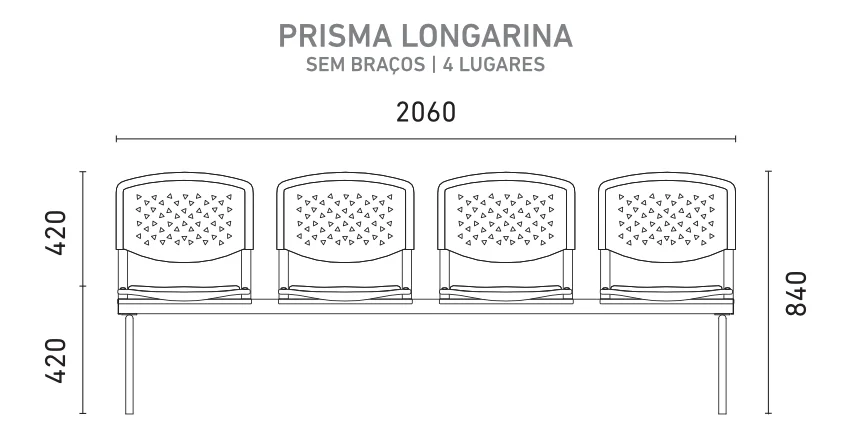 Arquivo Individual Cotado (Sem braço - 4 lugares)